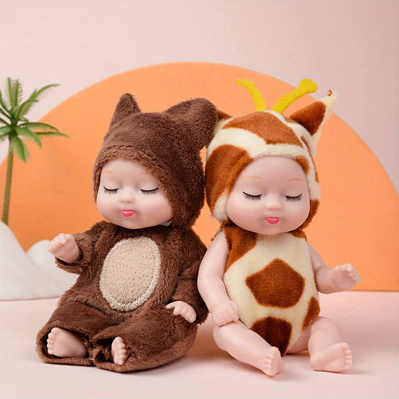 Mini Reborn Baby Dolls, 6-Piece Mini Doll Set, Washable Lifelike Baby Dolls, Animal Clothes Cute Tiny Babies Gifts Set For Girls Boys Toddlers And Kids Kindergarten Graduation Birthday Gift