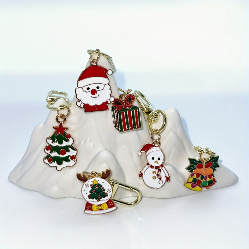 30pcs Christmas Charm Set: Festive Santa & Reindeer Keychains - Cute Alloy Keyring Accessories for Bags, Backpacks & Cars - Perfect Holiday Party Favors & Gifts