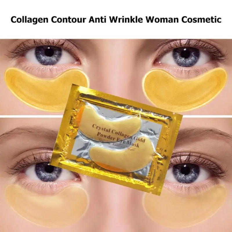 10 piezas de máscara de ojos de colágeno de cristal dorado en polvo, antienvejecimiento, ojeras, acné, parches de belleza para el cuidado de la piel de los ojos, cosméticos coreanos