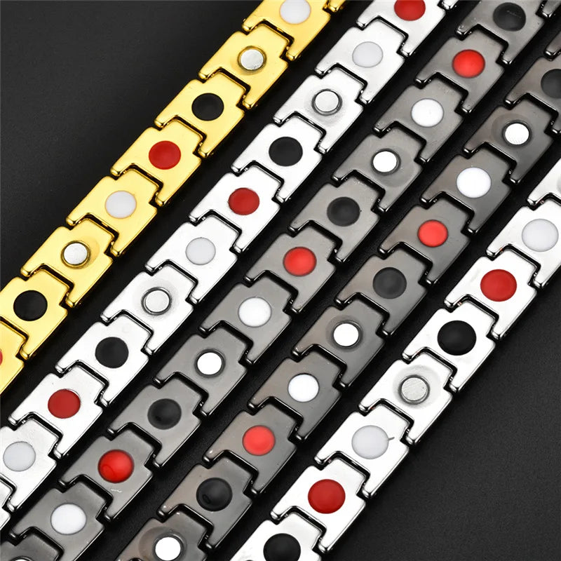 Luxury Men's Twisted Health Magnetic Bracelet Energy Therapy Women Men's Magnetic Hematite Titanium Steel Bracelet Detachable