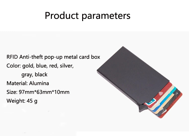 RFID Anti-theft Smart Wallet Thin ID Card Holder Unisex Automatically Solid Metal Bank Credit Card Holder Business Mini