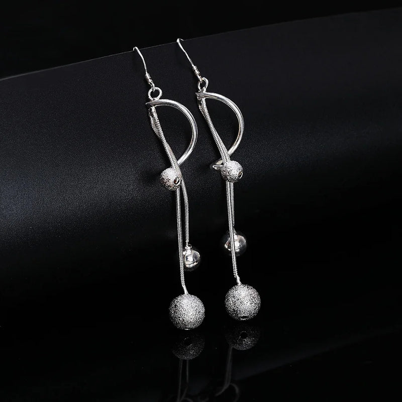 Pendientes de borlas de plata de ley 925 para mujer, joyería de moda para fiestas, pendientes largos, regalos de boda, bonitos