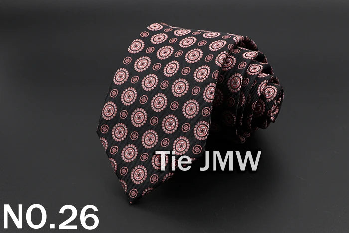 New Men's Tie Classic Solid Color Stripe Flower Floral 8cm Jacquard Necktie Accessories Daily Wear Cravat Wedding Party Gift