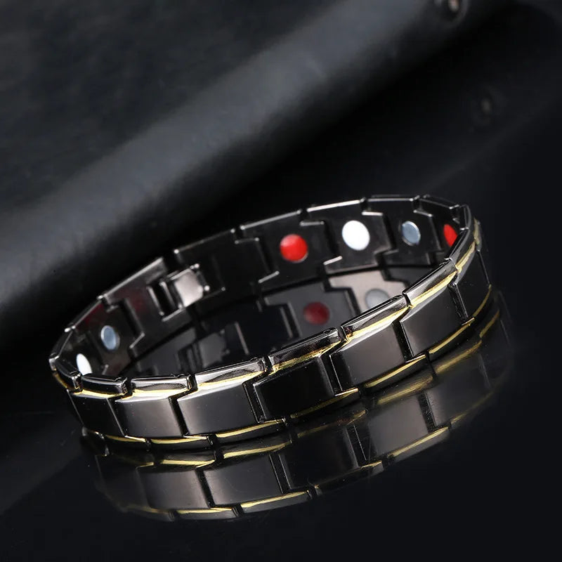 Luxury Men's Twisted Health Magnetic Bracelet Energy Therapy Women Men's Magnetic Hematite Titanium Steel Bracelet Detachable