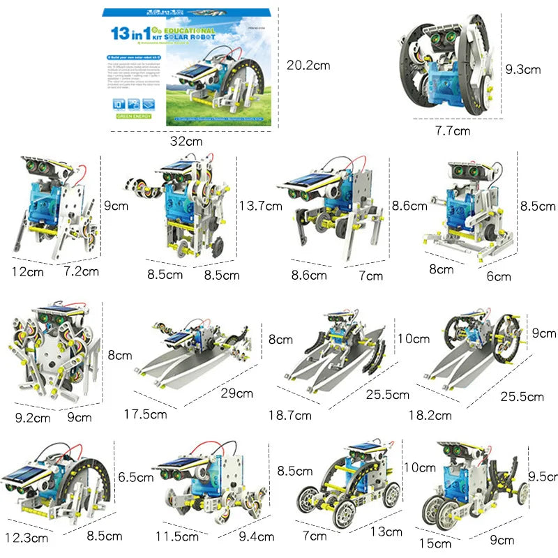 Kit de bricolaje de robot con energía solar, juguetes educativos científicos para niños, 13 formas de transformación, regalo para niños, escuela, STEM