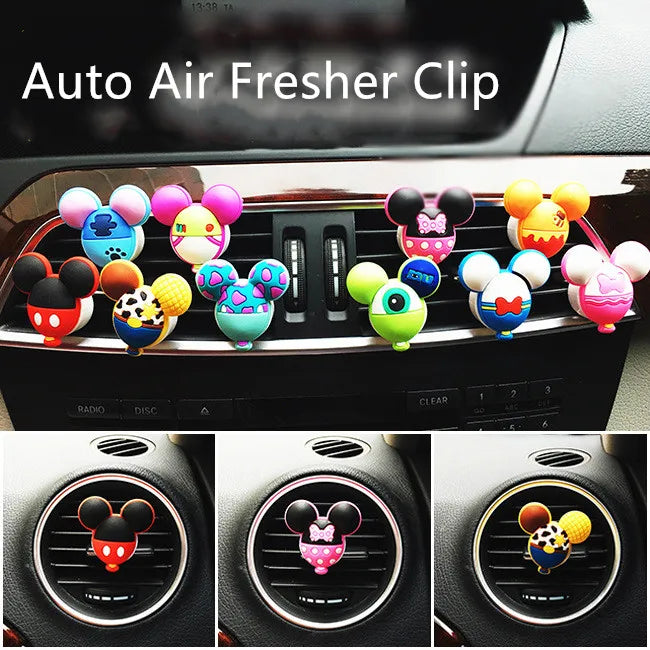 Ambientador de coche con forma de ratón de PVC con clip para ventilación, bonito accesorio para coche, sabor sólido y fresco