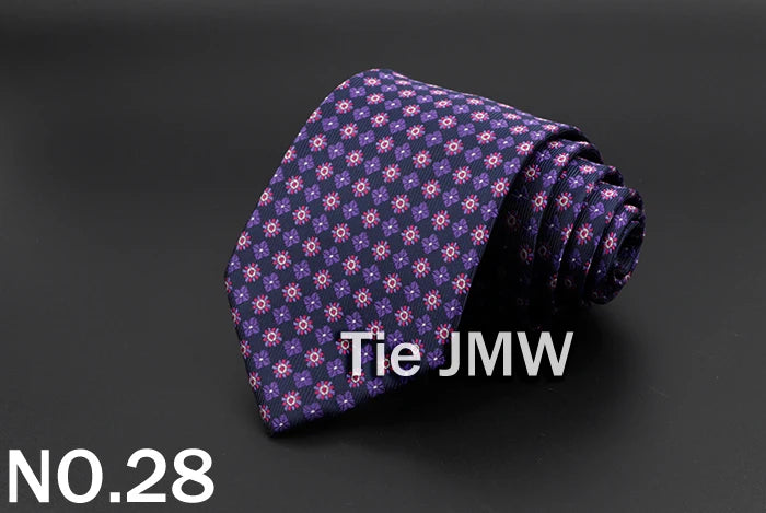 New Men's Tie Classic Solid Color Stripe Flower Floral 8cm Jacquard Necktie Accessories Daily Wear Cravat Wedding Party Gift