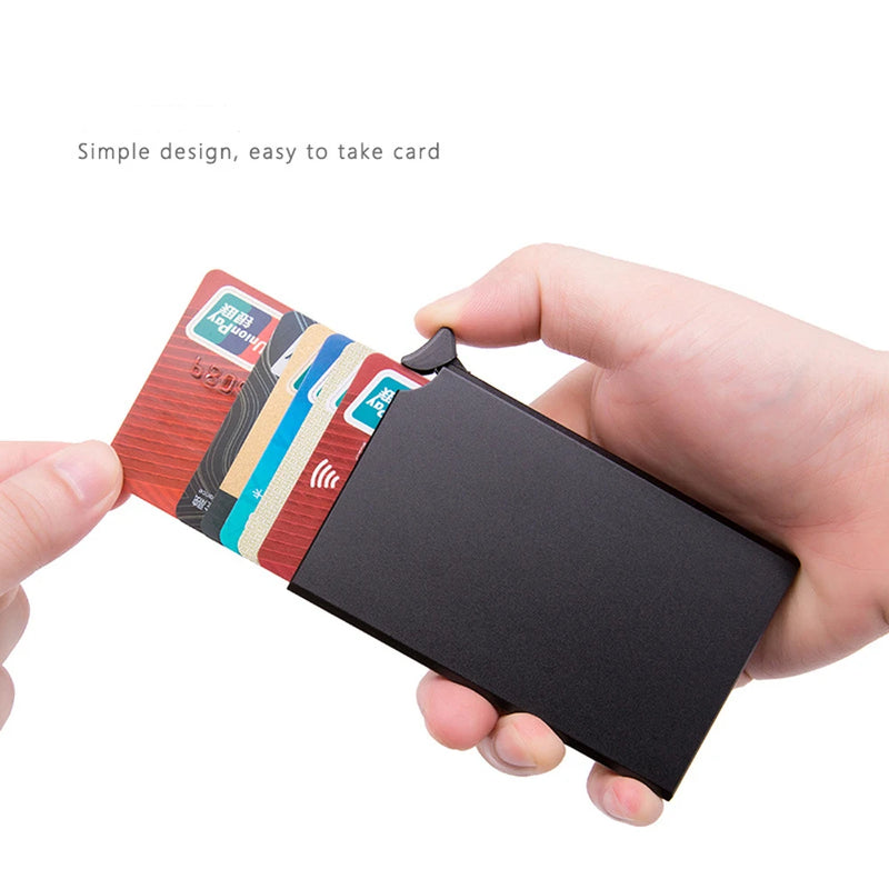 RFID Anti-theft Smart Wallet Thin ID Card Holder Unisex Automatically Solid Metal Bank Credit Card Holder Business Mini