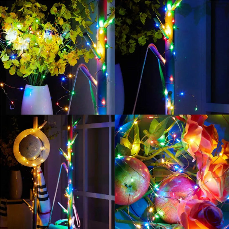 Guirnalda de luces LED de alambre de cobre de 1/2/5/10 m con alimentación por USB y 8 modos para decoración de fiestas navideñas y de Año Nuevo