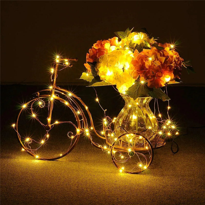 Guirnalda de luces LED de alambre de cobre de 1/2/5/10 m con alimentación por USB y 8 modos para decoración de fiestas navideñas y de Año Nuevo