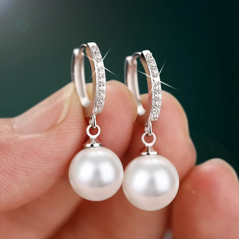 Pendientes de perlas LByzHan 2020, pendientes de perlas de agua dulce naturales genuinas, pendientes de plata de ley 925, joyería de perlas para regalo de boda de Wemon