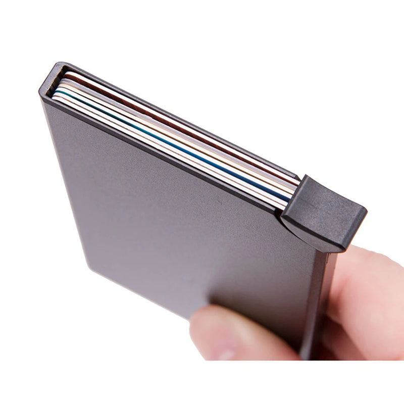 RFID Anti-theft Smart Wallet Thin ID Card Holder Unisex Automatically Solid Metal Bank Credit Card Holder Business Mini