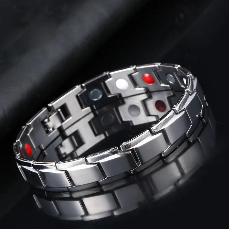 Luxury Men's Twisted Health Magnetic Bracelet Energy Therapy Women Men's Magnetic Hematite Titanium Steel Bracelet Detachable