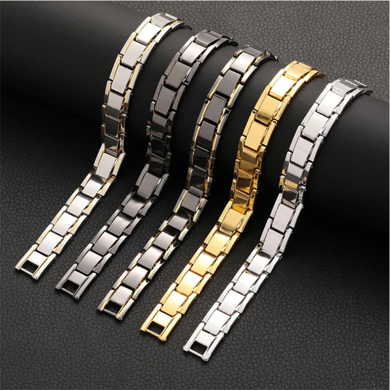 Luxury Men's Twisted Health Magnetic Bracelet Energy Therapy Women Men's Magnetic Hematite Titanium Steel Bracelet Detachable