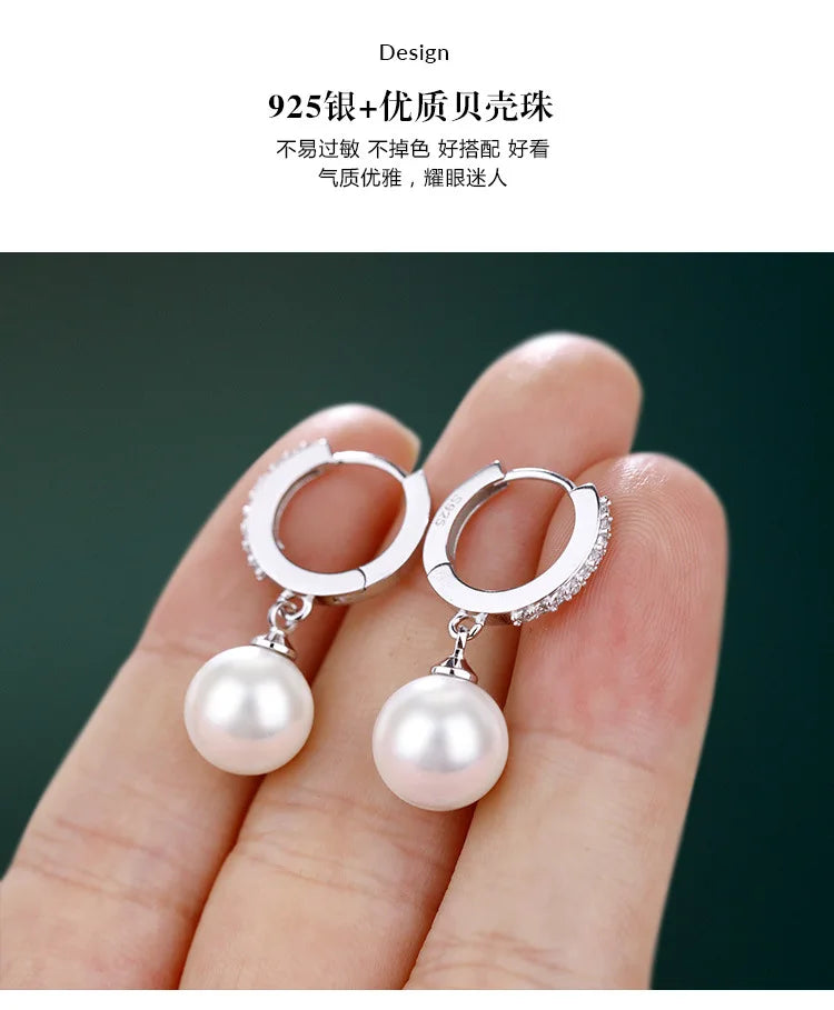 Pendientes de perlas LByzHan 2020, pendientes de perlas de agua dulce naturales genuinas, pendientes de plata de ley 925, joyería de perlas para regalo de boda de Wemon