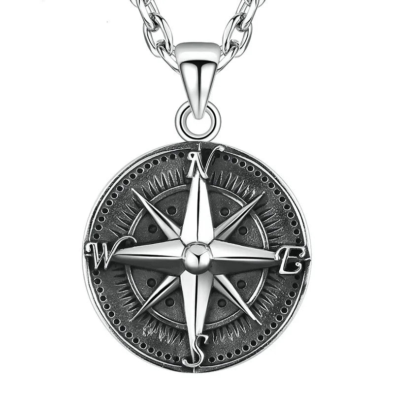 Quality Fashionable Medal Necklace Pendant Pirate Ship Compass Personality Men\'s Necklace Pendant Hip Hop Jewelry Trend Jewelry