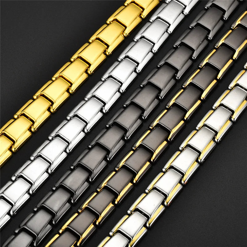 Luxury Men's Twisted Health Magnetic Bracelet Energy Therapy Women Men's Magnetic Hematite Titanium Steel Bracelet Detachable