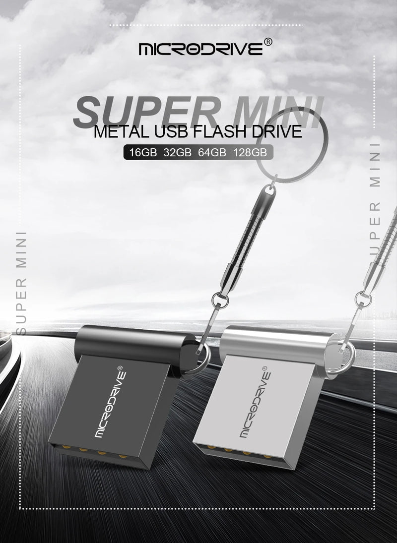 Memoria USB Super Mini de metal de 4 GB, 8 GB, 16 GB, 32 GB, 64 GB, 128 GB, 256 GB y 512 GB, memoria USB 2.0 con llavero