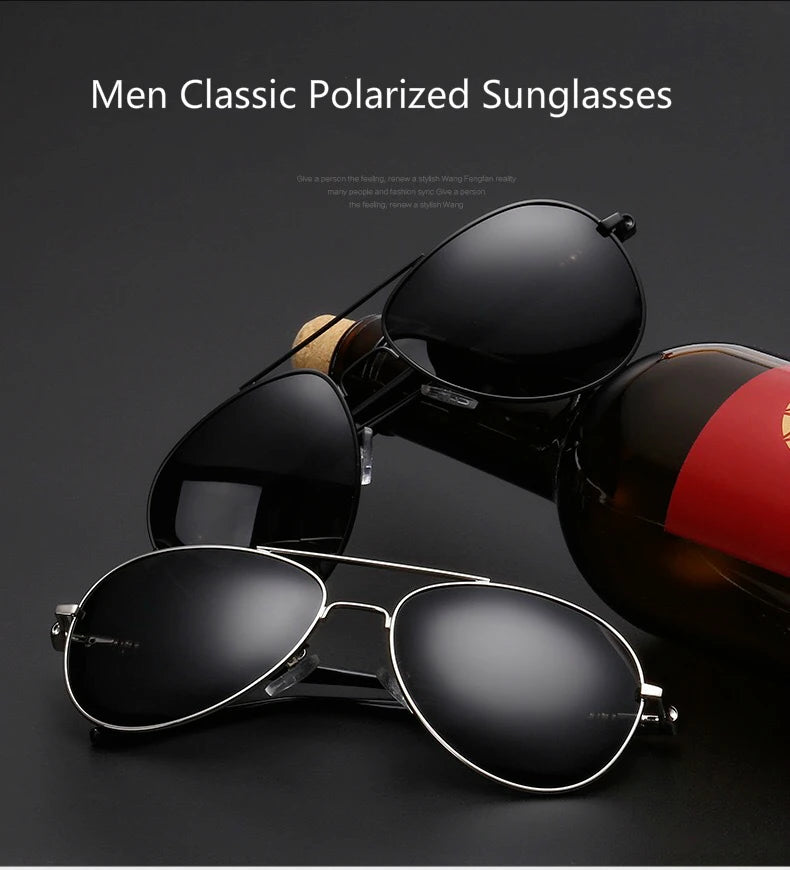 Gafas de sol clásicas polarizadas para hombre, gafas de conducción negras, gafas de sol de aviador, gafas de sol retro de diseñador de marca para hombre y mujer