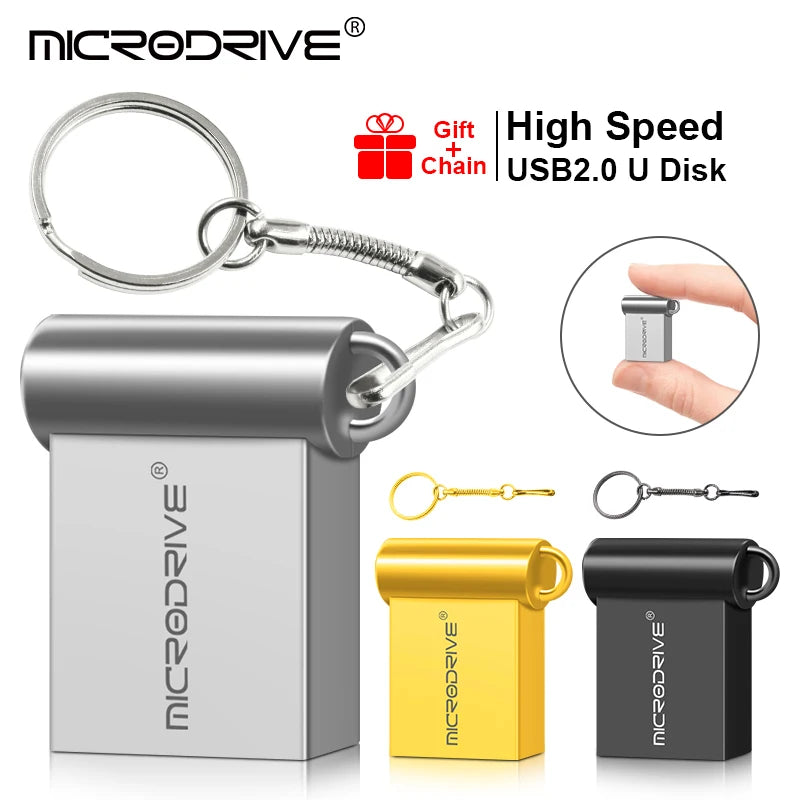 Memoria USB Super Mini de metal de 4 GB, 8 GB, 16 GB, 32 GB, 64 GB, 128 GB, 256 GB y 512 GB, memoria USB 2.0 con llavero