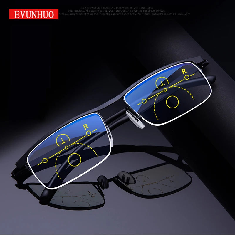 Intelligent Multifocal progressive reading glasses for men women near and dual-use Anti-Blue Light automatic adjustment Eyewear