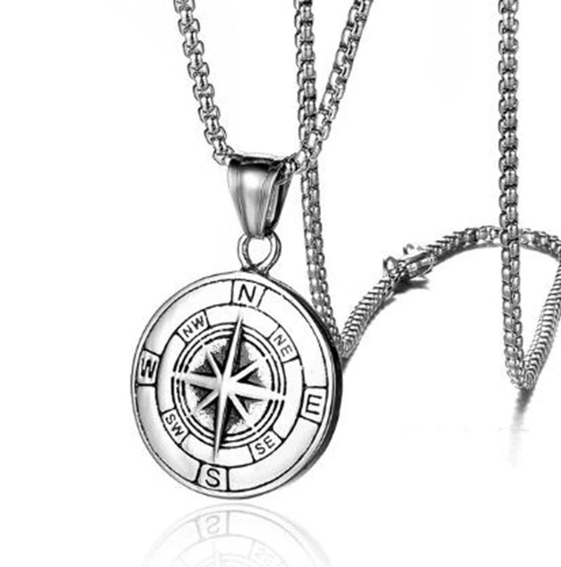 Quality Fashionable Medal Necklace Pendant Pirate Ship Compass Personality Men\'s Necklace Pendant Hip Hop Jewelry Trend Jewelry