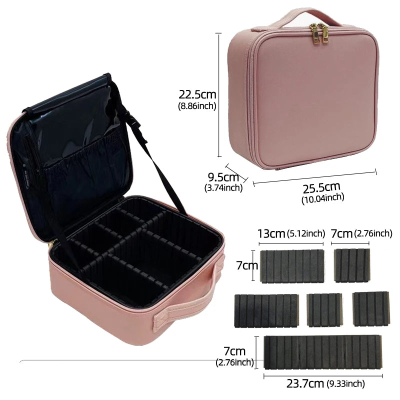 New PU Leather Cosmetic Bag For Women Multi-Functional Portable Travel Storage Makeup Case