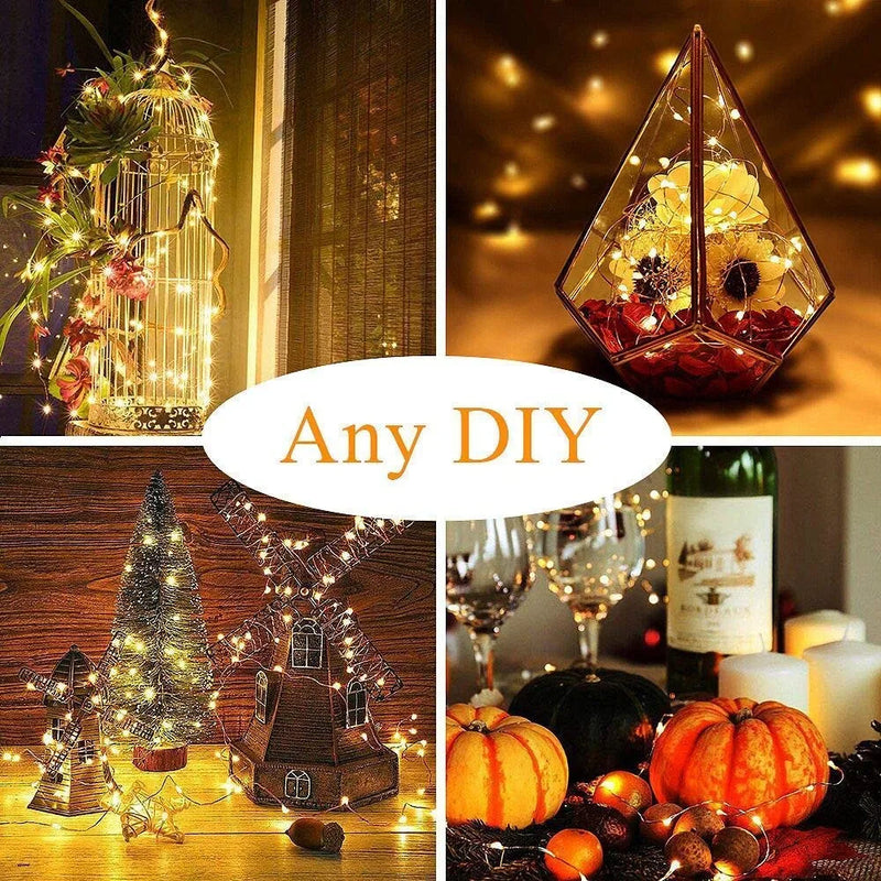 Guirnalda de luces LED de alambre de cobre de 1/2/5/10 m con alimentación por USB y 8 modos para decoración de fiestas navideñas y de Año Nuevo