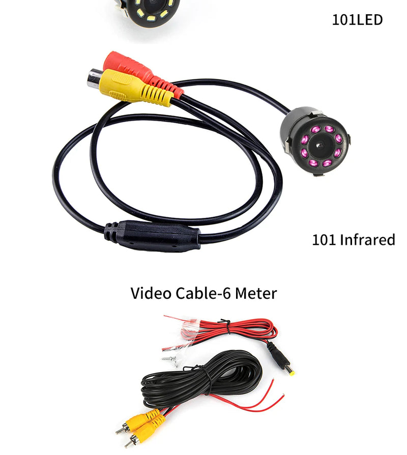 Cámara de visión trasera SINOVCLE para coche, cámara de visión nocturna infrarroja con o sin LED, kit de cámara HD resistente al agua con cableado de respaldo para vehículo