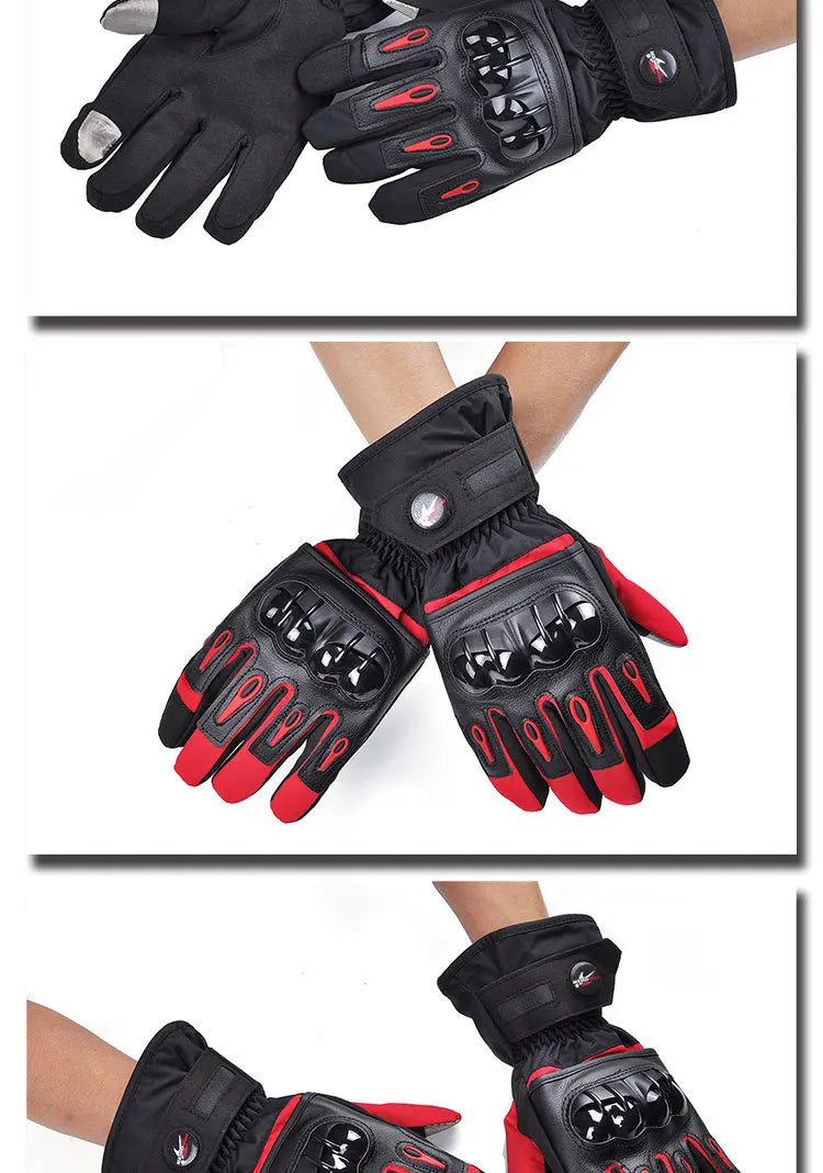 Guantes de motocicleta con envío gratuito para carreras, impermeables, resistentes al viento, de cuero cálido para invierno, para ciclismo, guantes fríos para bicicleta, guantes de motor Luvas