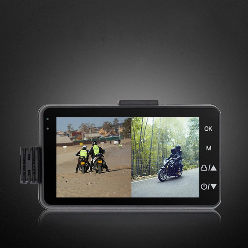 Cámara dual DVR para motocicleta, cámara para tablero de instrumentos con doble pista especial, delantera y trasera, HD, resistente al agua, grabadora de video para conducción de motocicletas