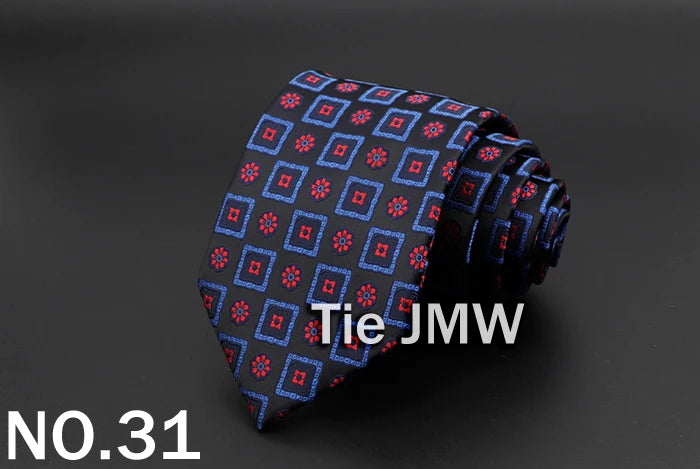 New Men's Tie Classic Solid Color Stripe Flower Floral 8cm Jacquard Necktie Accessories Daily Wear Cravat Wedding Party Gift