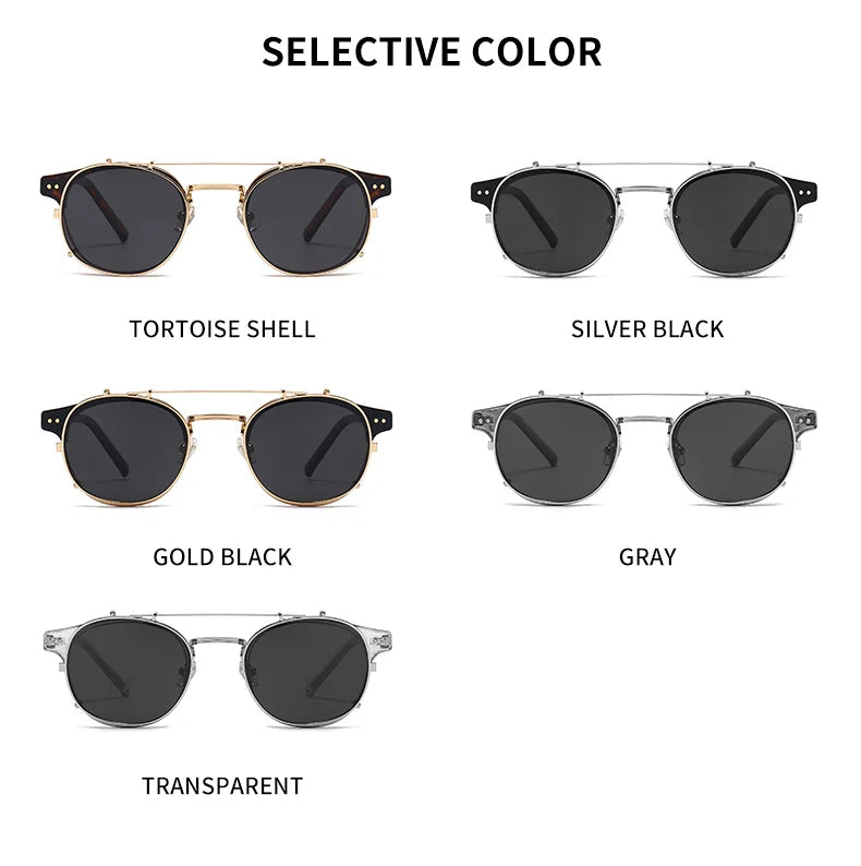 Gafas de sol GCV con doble capa y lentes extraíbles, gafas Blu-Ray de acetato, estilo gótico, retro, steampunk, polarizadas, para hombres y mujeres