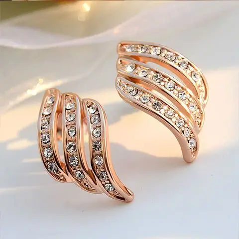 Korea Design Rhinestone Clip On Earrings No Hole Women's Simple Elegant Style Ear cuff  Bridal Wedding Party Earrings Jewelry