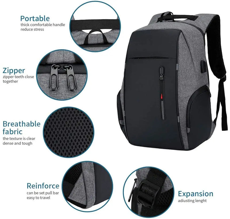 Backpack Men USB Charging Waterproof 15.6 Inch Laptop Casual Oxford Male Business Bag Mochila Computer Notebook Backpacks