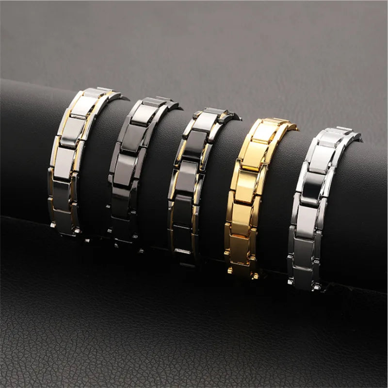 Luxury Men's Twisted Health Magnetic Bracelet Energy Therapy Women Men's Magnetic Hematite Titanium Steel Bracelet Detachable