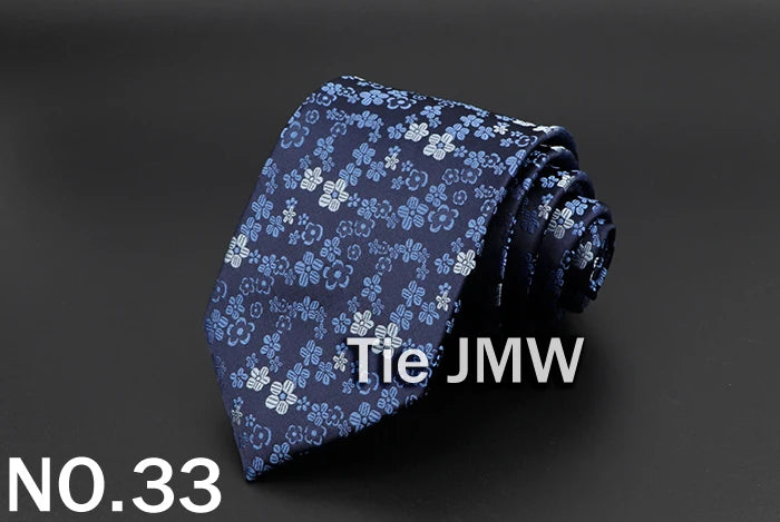 New Men's Tie Classic Solid Color Stripe Flower Floral 8cm Jacquard Necktie Accessories Daily Wear Cravat Wedding Party Gift