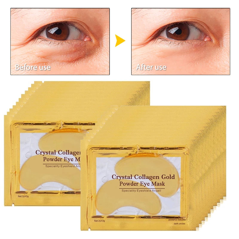 10 piezas de máscara de ojos de colágeno de cristal dorado en polvo, antienvejecimiento, ojeras, acné, parches de belleza para el cuidado de la piel de los ojos, cosméticos coreanos