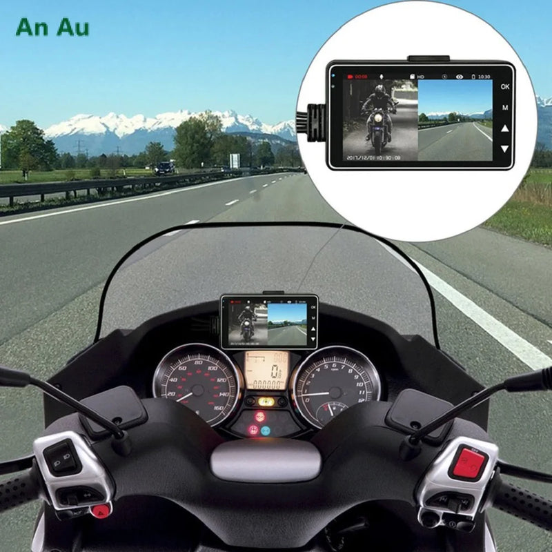 Cámara dual DVR para motocicleta, cámara para tablero de instrumentos con doble pista especial, delantera y trasera, HD, resistente al agua, grabadora de video para conducción de motocicletas