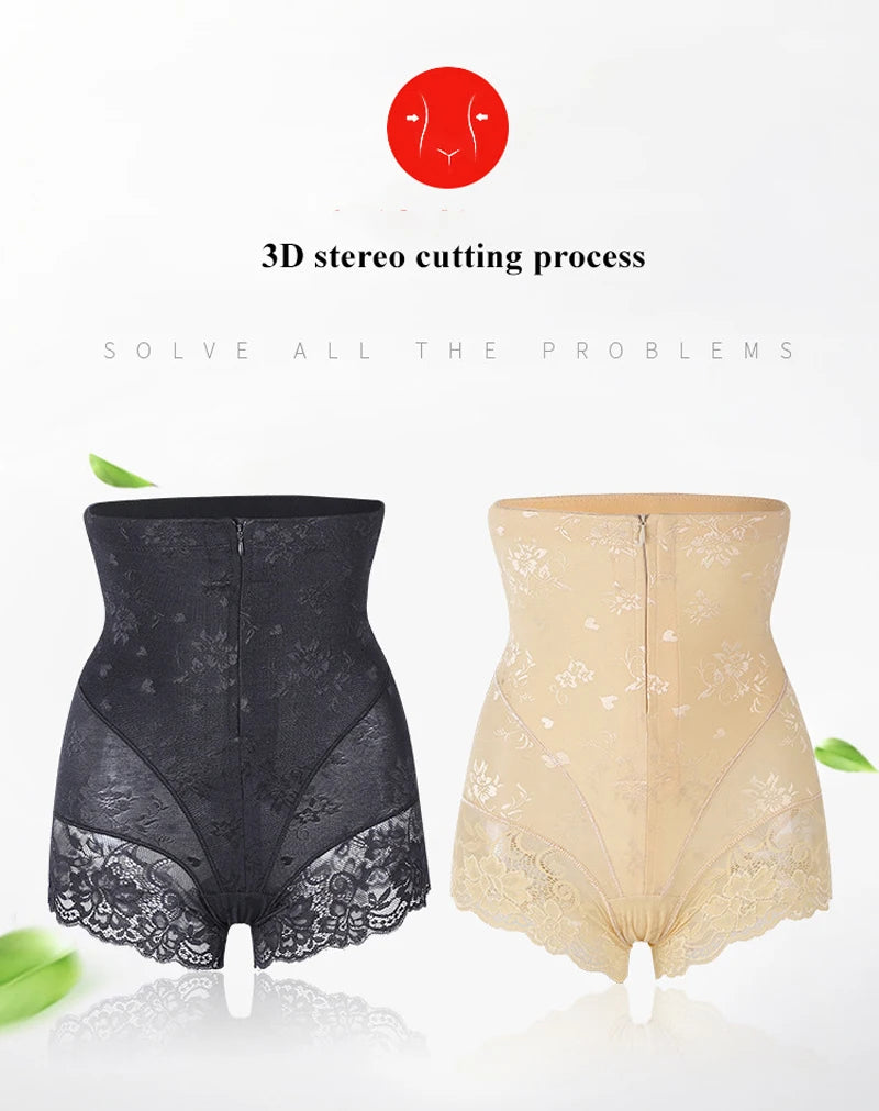 High Waist Shaper Panties Sexy Lace Body Shaper With Zipper Control Panties Postpartum Women Shapewear Butt Lifter Waist Trainer