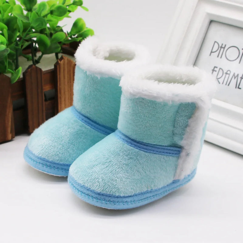 Botas cálidas para recién nacidos y niños pequeños, primeros pasos de invierno, zapatos para bebés y niños, botines de nieve de piel con suela suave, botas de nieve para niños de 0 a 18 meses