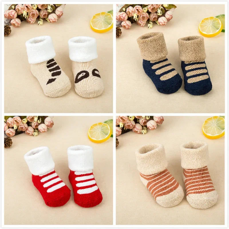 Baby Socks Girls Boys Print Thick Terry Clothes Newborn Accessories Kids Children Toddlers Slipper Gift Clothes Infant Stuff