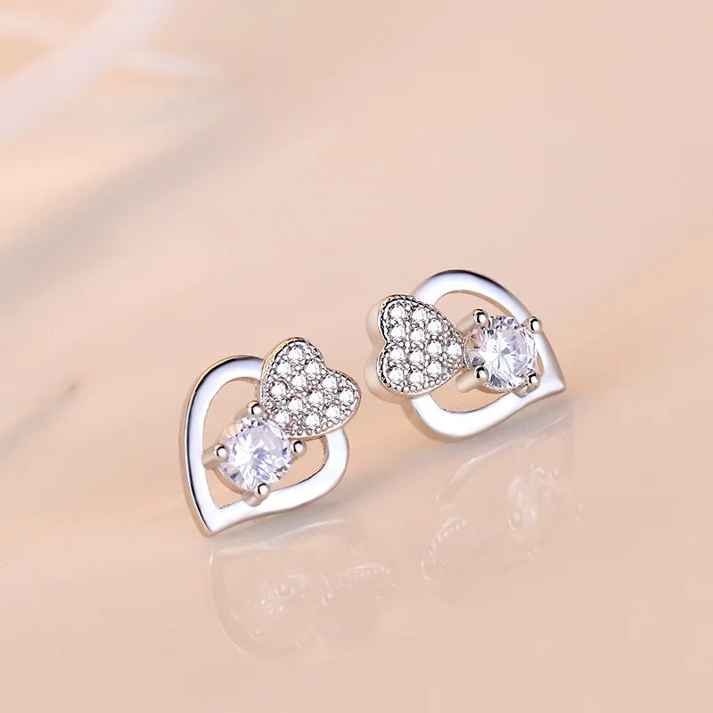 925 Sterling Silver Stud Earrings Zircon High Quality For Women's Wedding Fine Jewelry Accessories Gift