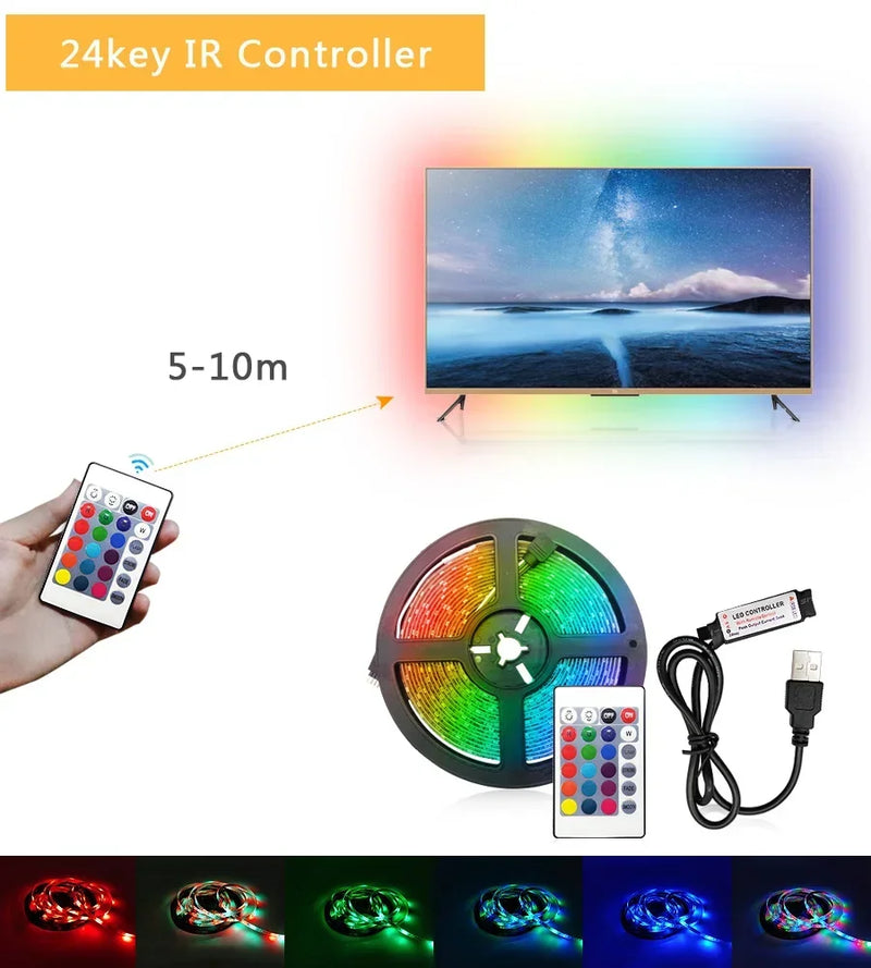 Usb 5V Led Strip Light 5050 Rgb Led Tape Bluetooth Wifi App Remote Control Led Room Light 1-30M Backlight Ribbon Lighting Lamp