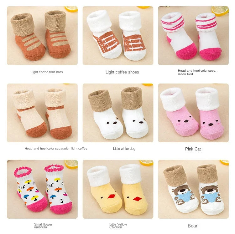 Baby Socks Girls Boys Print Thick Terry Clothes Newborn Accessories Kids Children Toddlers Slipper Gift Clothes Infant Stuff