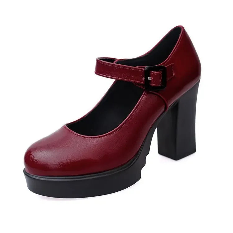 Zapatos de tacón alto negros para mujer, sandalias de pasarela, suela blanda, de piel, tacones gruesos, zapatos de mujer de talla grande, tacones elegantes para mujer