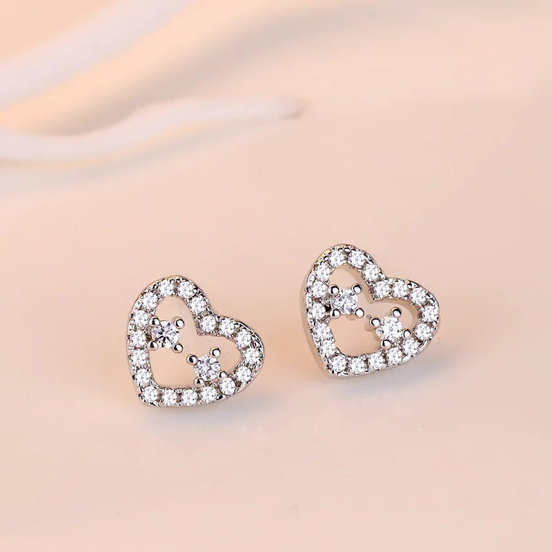 925 Sterling Silver Stud Earrings Zircon High Quality For Women's Wedding Fine Jewelry Accessories Gift