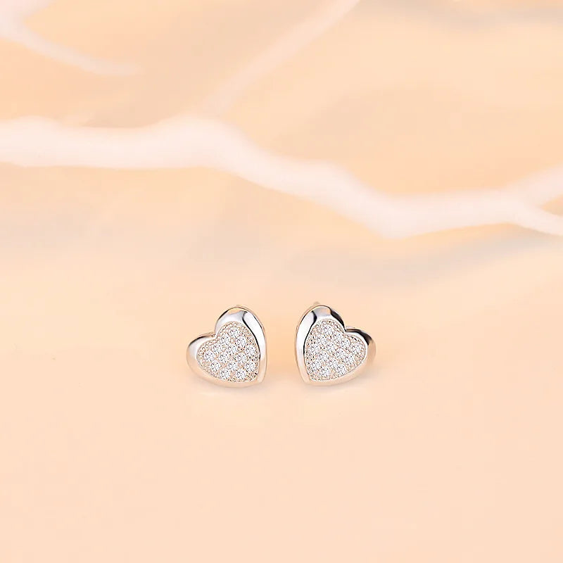 925 Sterling Silver Stud Earrings Zircon High Quality For Women's Wedding Fine Jewelry Accessories Gift