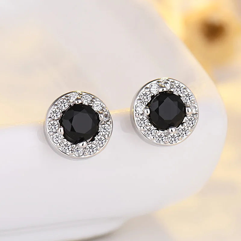 925 Sterling Silver Stud Earrings Zircon High Quality For Women's Wedding Fine Jewelry Accessories Gift