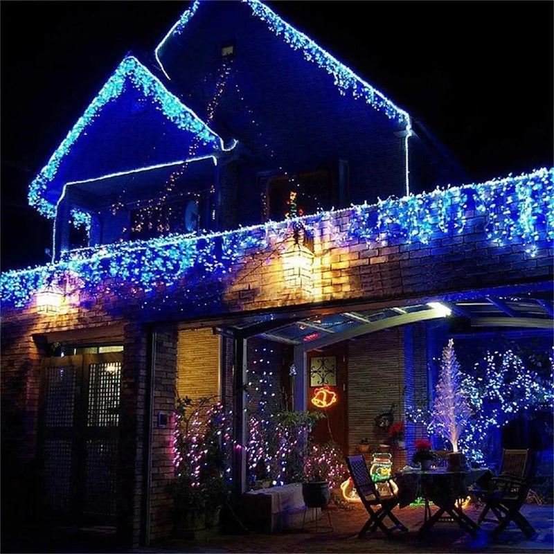 Christmas Decorations For Home Outdoor LED Curtain Icicle String Light Street Garland On The House Winter 220V Droop 0.3-0.4m